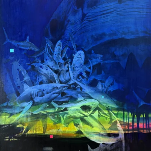 Sharks, 120x150 cm, acrylic and oil on canvas